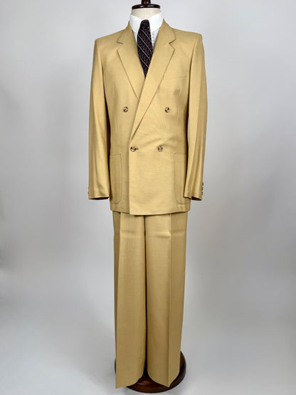 Completo doppiopetto estivo anni ‘70 in misto lino beige - tg. 44/46