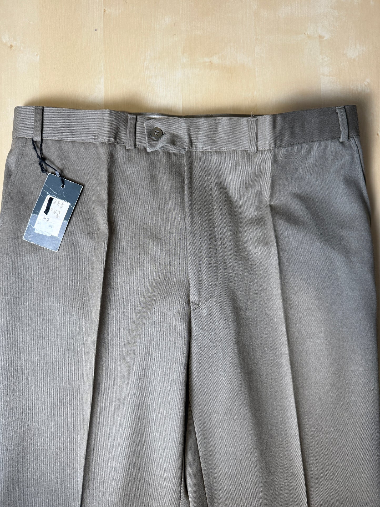 Pantaloni anni ‘70 lana pettinata cachi (NOS) - tg. 50/52