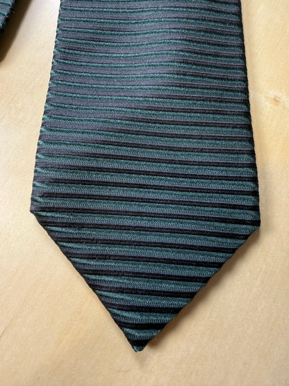 Cravatta Ermenegildo Zegna cannettata verde e nera