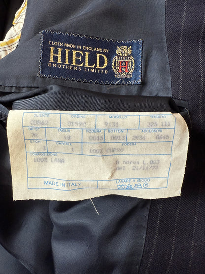 Completo anni ‘80 in flanella inglese blu gessato - tg. 48