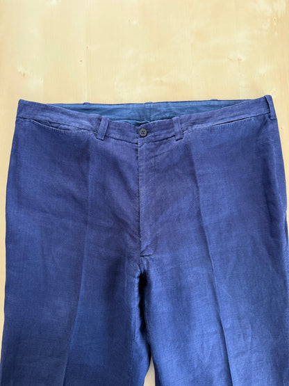 Completo sartoriale anni '70 in lino blu stile workwear - tg. 54