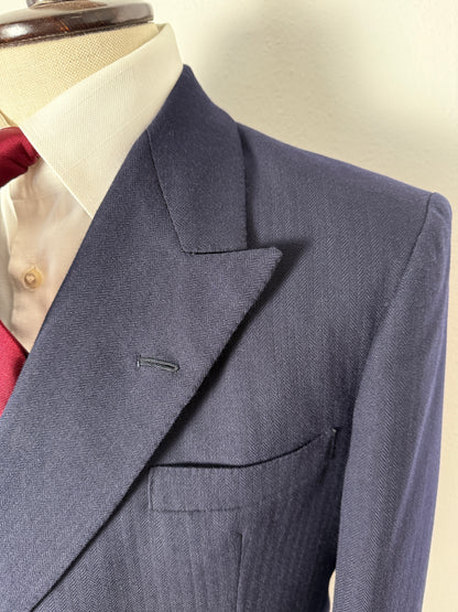 Completo doppiopetto sartoriale anni ‘40/‘50 blu spinato - tg. 46/48