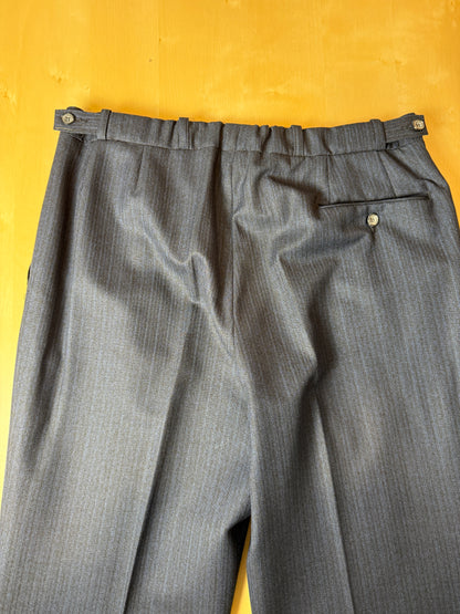 Completo anni ‘70 lana pettinata blu gessato - tg. 50