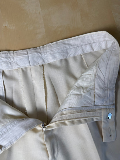 Pantaloni anni '70 misto seta color avorio - tg. 44/46