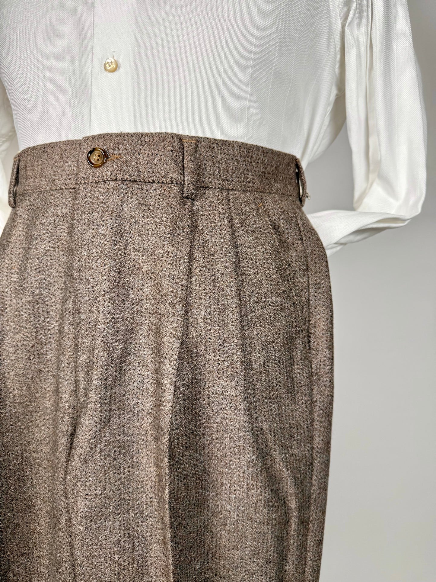 Pantaloni anni ‘70 flanella tabacco misto lana (NOS) - tg. 44