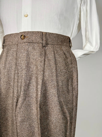 Pantaloni anni ‘70 flanella tabacco misto lana (NOS) - tg. 44