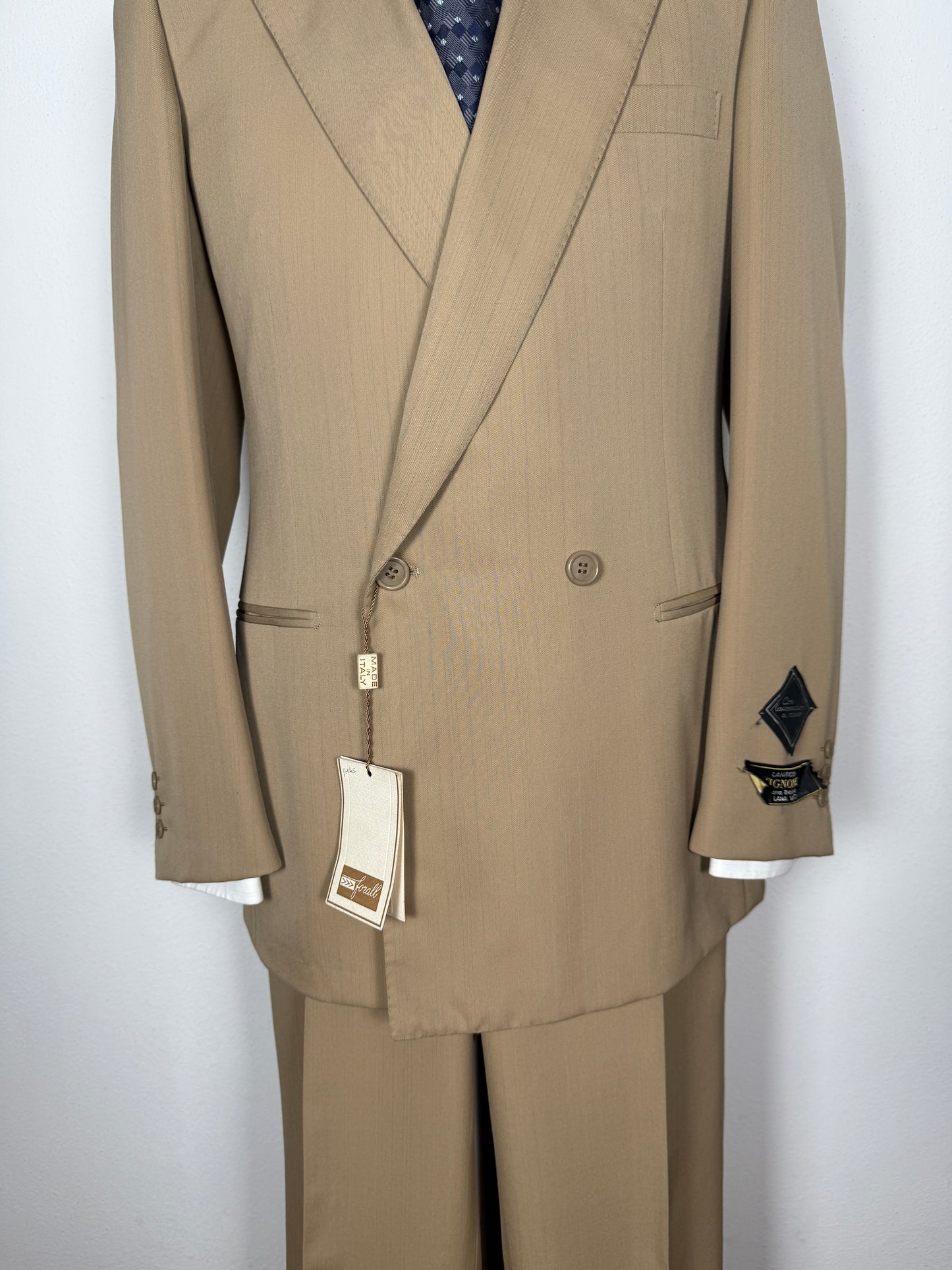 Completo doppiopetto Forall anni '70/'80 in twill beige (NOS) - tg.48