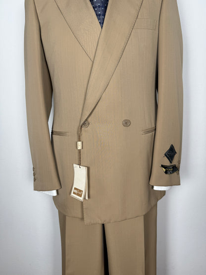 Completo doppiopetto Forall anni '70/'80 in twill beige (NOS) - tg.48
