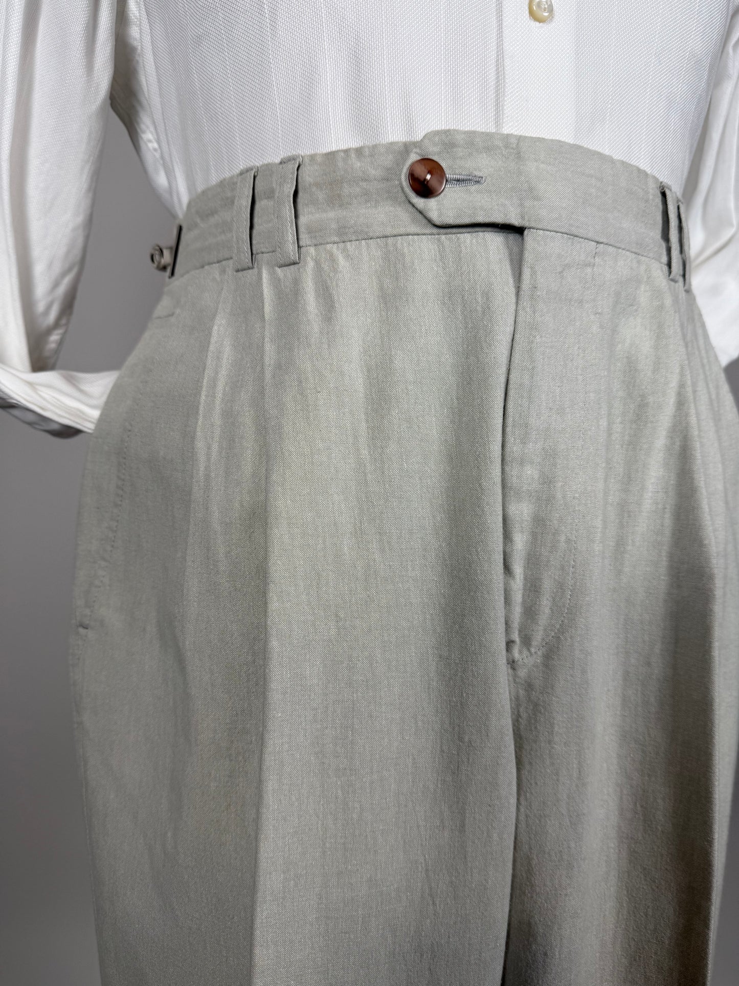 Pantaloni in misto lino anni ‘80 color avorio - tg. 50