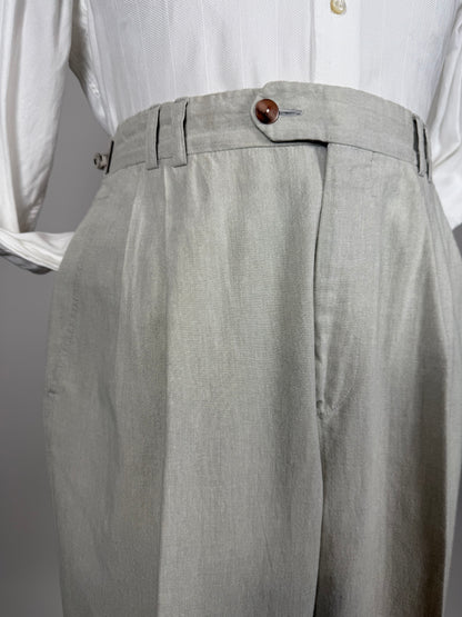 Pantaloni in misto lino anni ‘80 color avorio - tg. 50