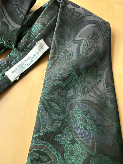 Cravatta verde floreale jacquard