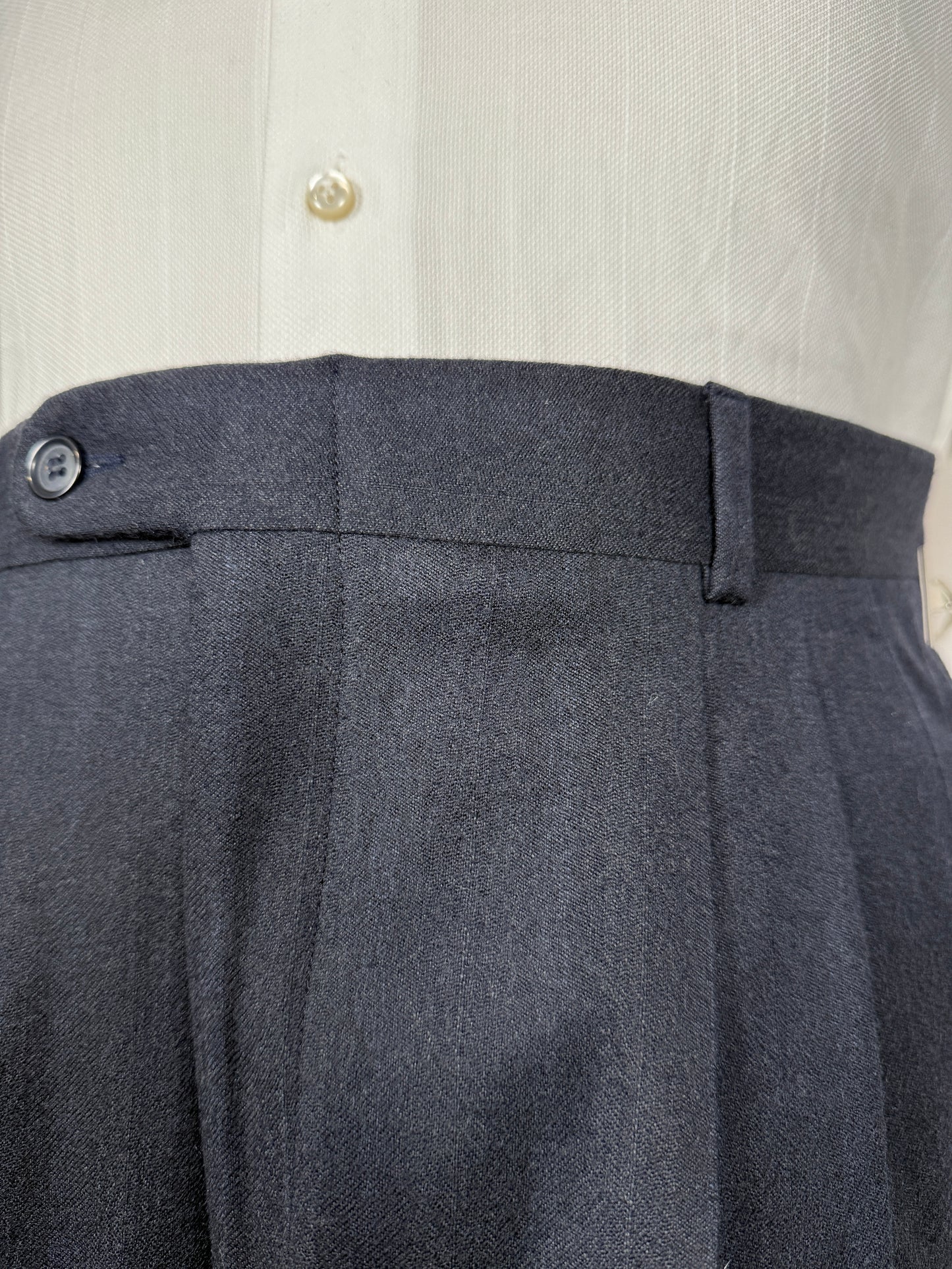Pantaloni in flanella blu trama righe (NOS) - tg. 46/48