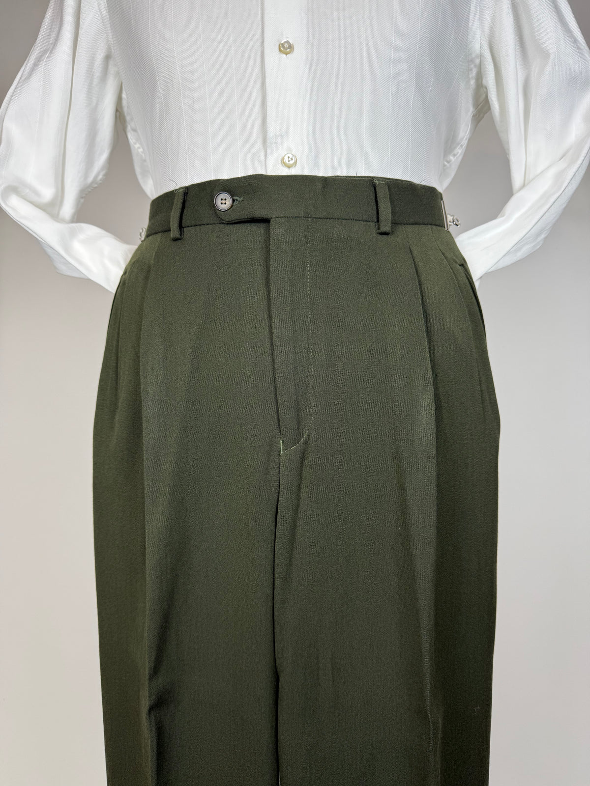 Completo anni '80 misto lana verde - tg. 48 drop alto