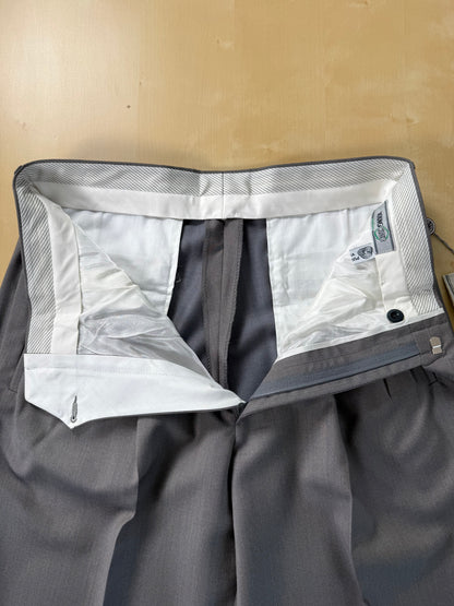 Pantaloni anni '80 NOS fresco lana grigio-verde (4 pinces!) - tg. 44/46