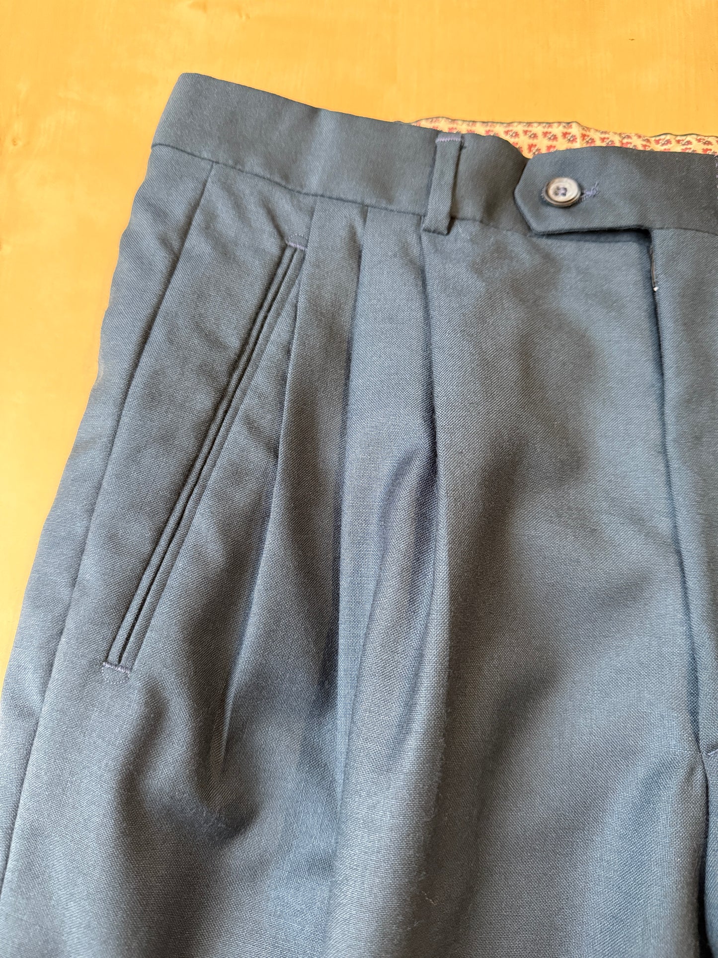 Pantalone anni ‘80 in fresco lana color petrolio (NOS) - tg. 46