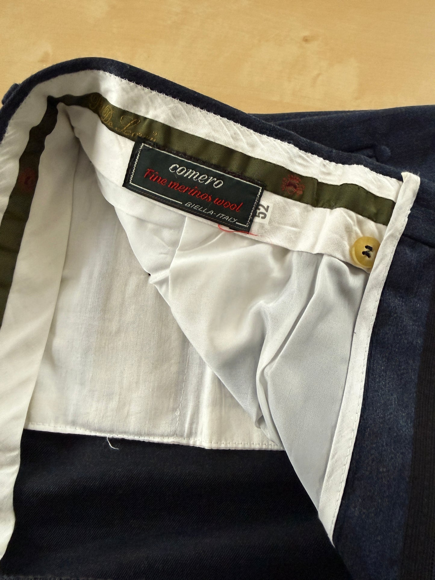 Pantaloni anni ‘80 flanella pettinata blu mélange - tg. 52