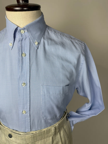 Camicia Avon celli vintage micro pied-de-poule azzurro - M collo 39