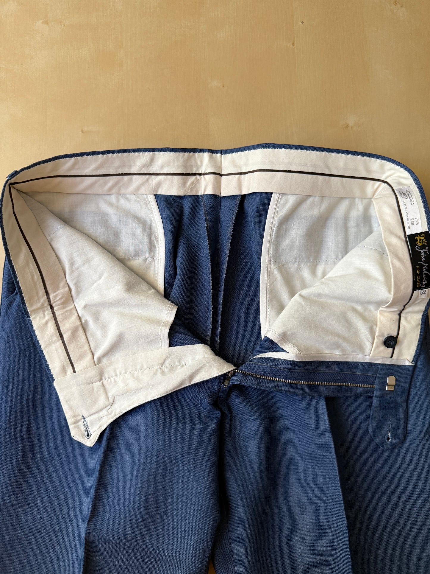 Pantalone anni ‘70 in lino e viscosa blu cobalto - tg. 50