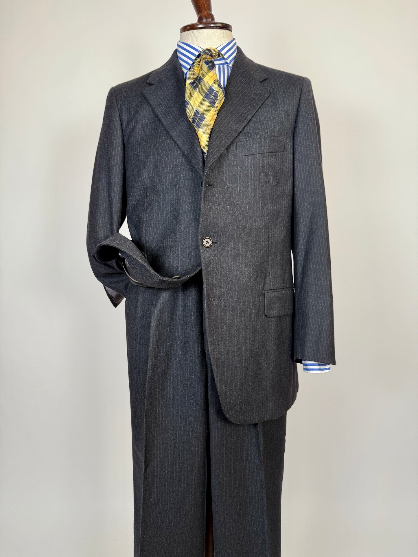 Completo Burberry flanella grigio antracite gessato - tg. 50