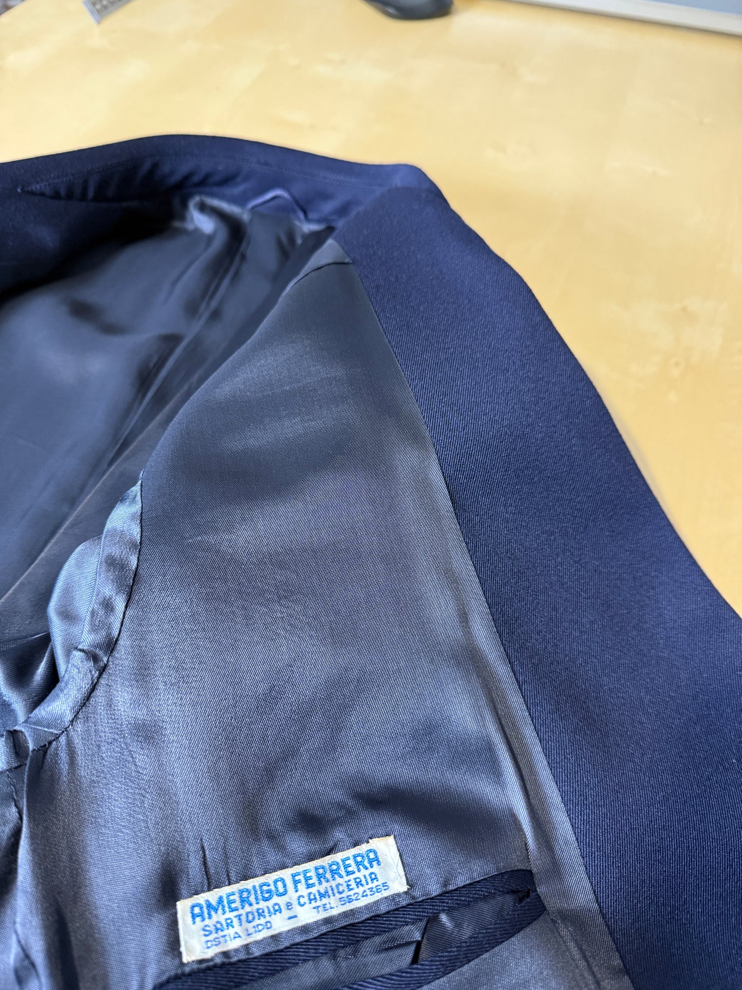 Soprabito anni ‘70 in lana pettinata blu - tg. 48-50