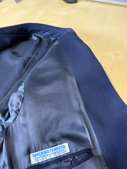 Soprabito anni ‘70 in lana pettinata blu - tg. 48-50