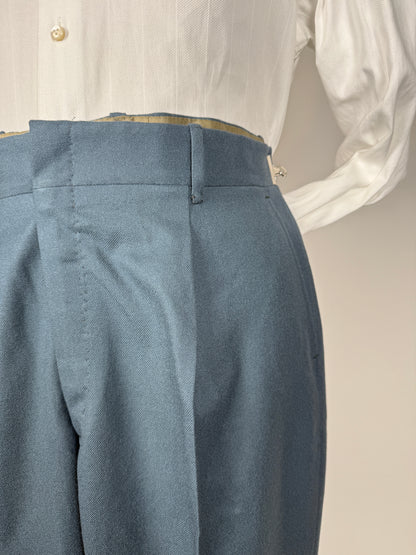 Pantaloni sartoriali anni ‘50/‘60 flanella color ottanio - tg. 52
