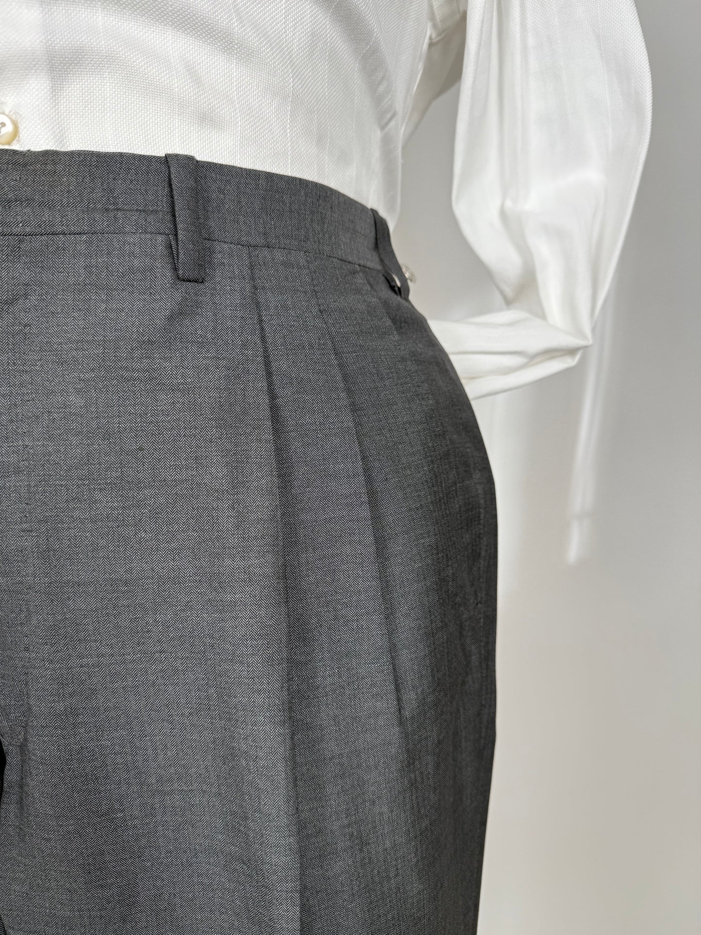 Pantaloni sartoriali fresco lana trama herringbone - tg. 52