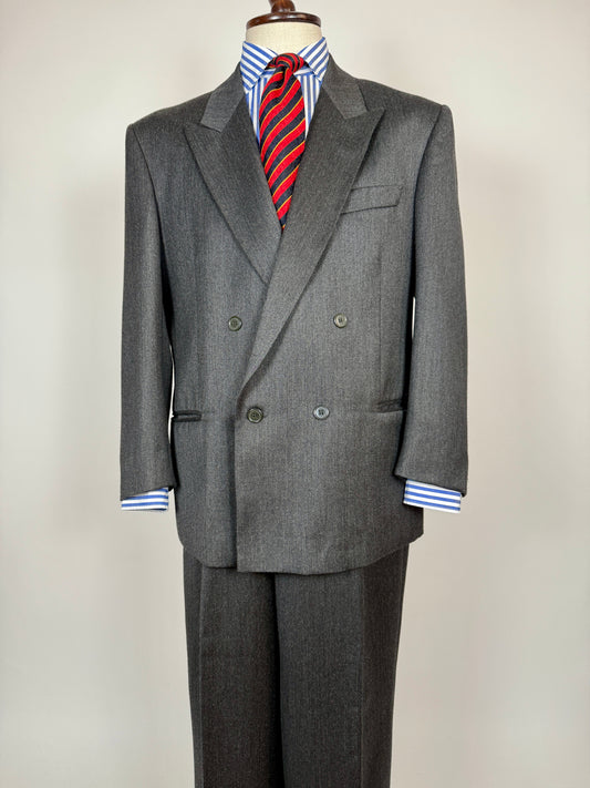 Completo doppiopetto anni ‘80 flanella antracite - tg. 52