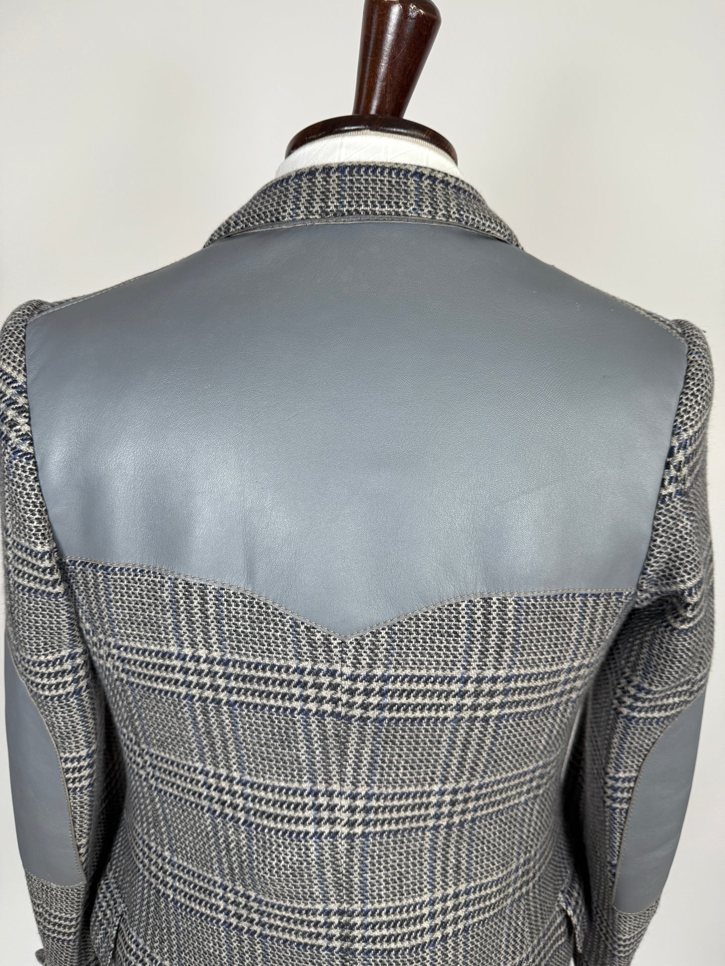 Giacca sportiva sartoriale anni ‘60 puro cashmere inserti in pelle - tg. 42
