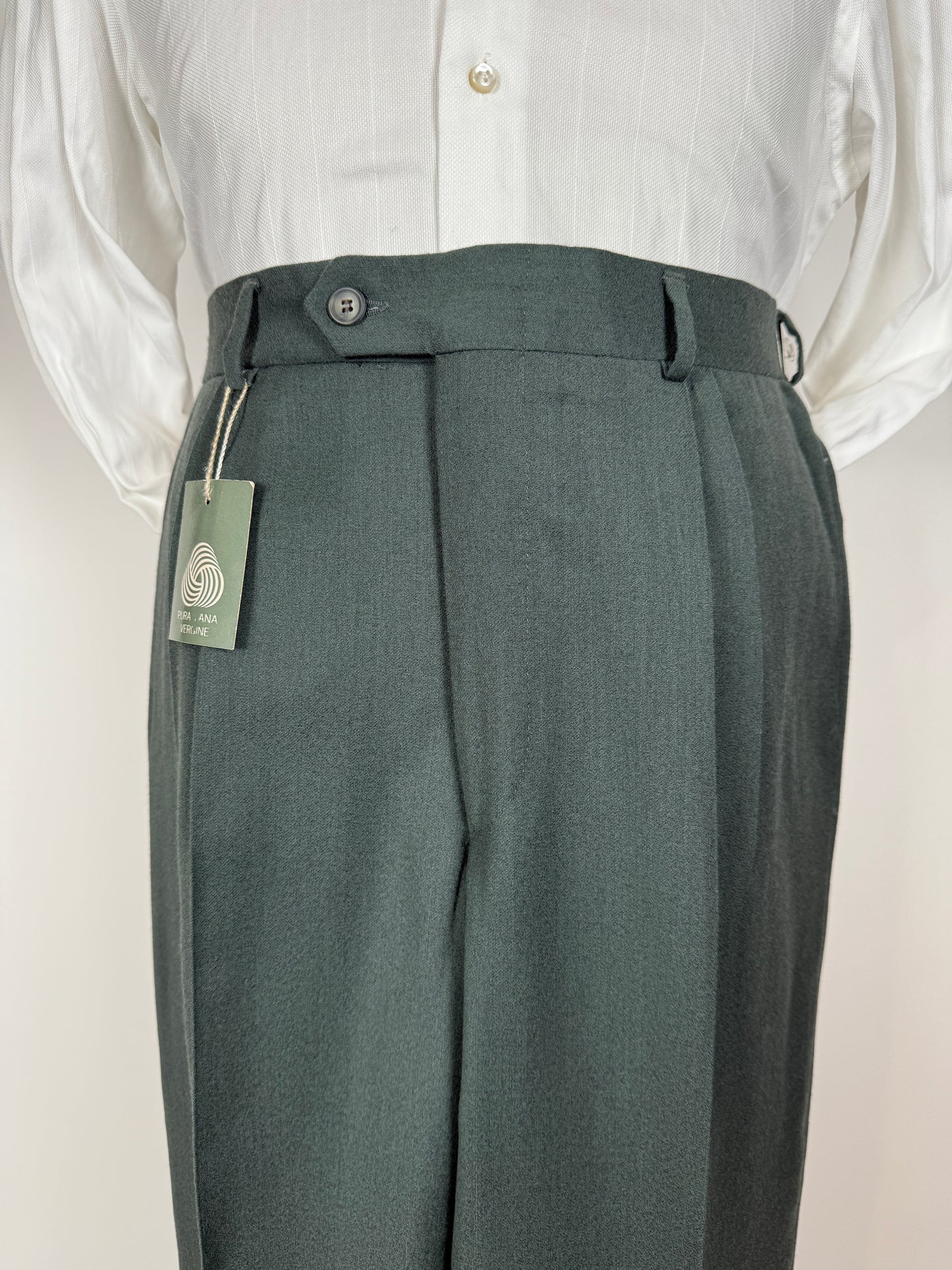 Pantalone anni ‘80 in flanella verde pino (NOS) - tg. 50