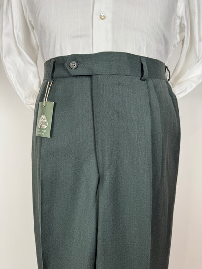 Pantalone anni ‘80 in flanella verde pino (NOS) - tg. 50