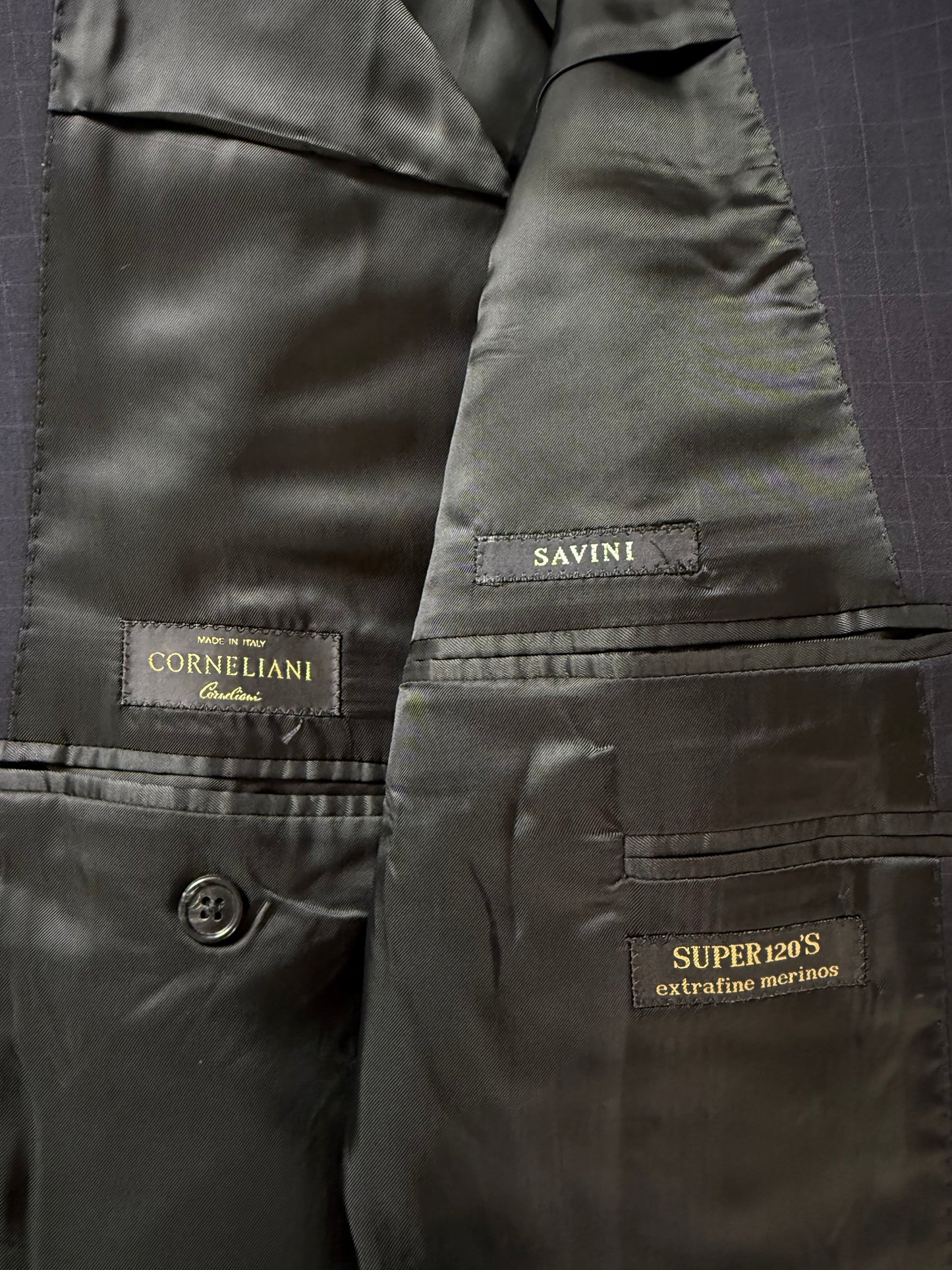 Completo Corneliani fresco lana blu a quadri - tg. 52/54