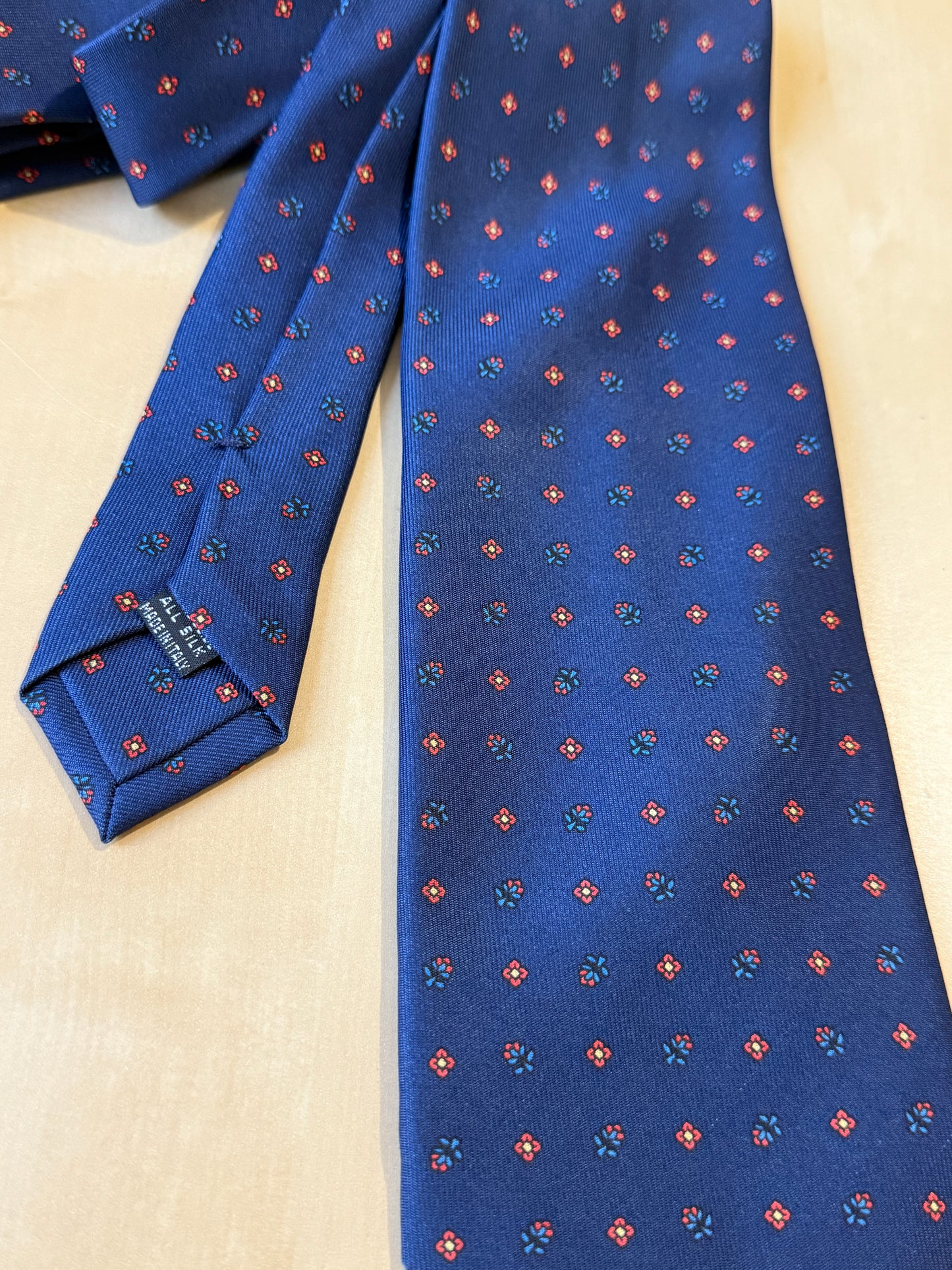 Cravatta Marinella navy micro fantasia fiori