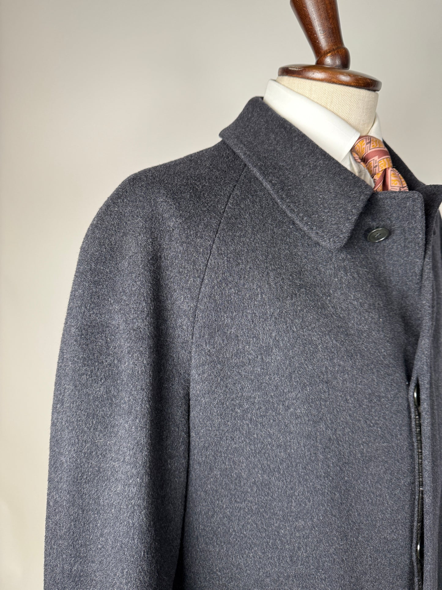 Cappotto raglan in panno lana e cashmere grigio fumo - tg. 54-58