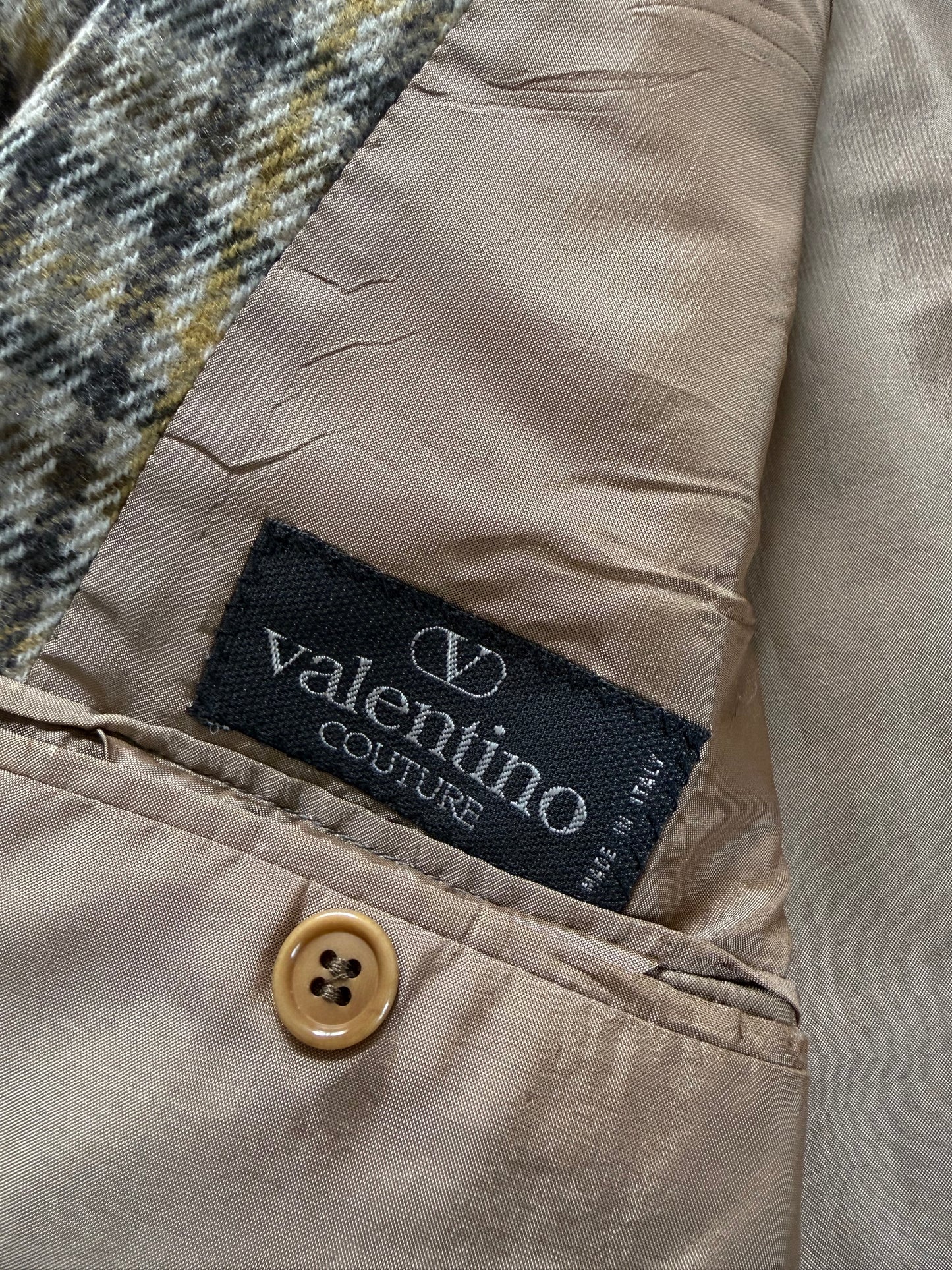 Giacca Valentino anni ‘80 check in lana e cashmere - tg. 52