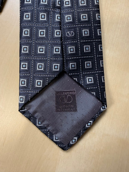 Cravatta Valentino grigia quadrati argento