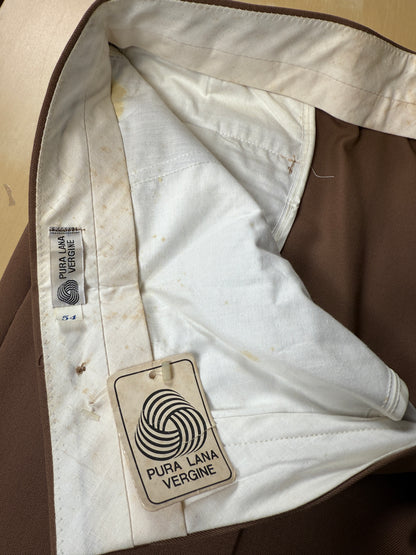 Pantaloni anni ‘70 in twill pettinato color cacao (NOS) - tg. 52