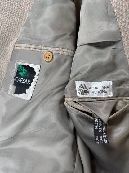 Completo 3 pezzi anni ‘70 hopsack beige - tg. 50/52 drop basso