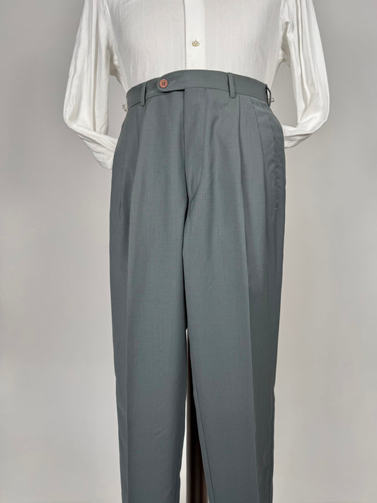 Pantaloni fresco lana verde petrolio anni ‘80 (NOS) - tg. 44
