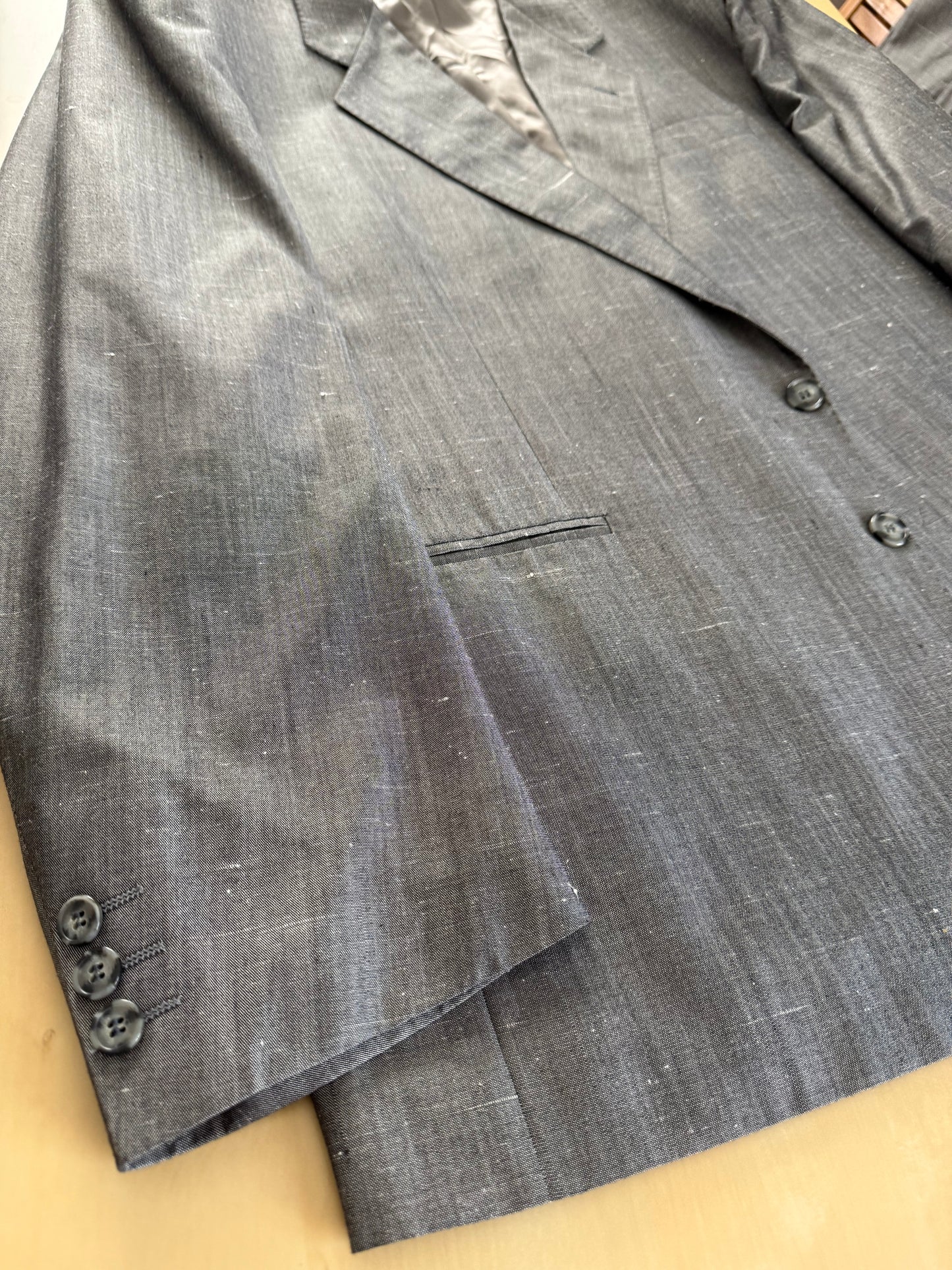 Completo anni '80 in seta shantung grigio - tg. 56/58