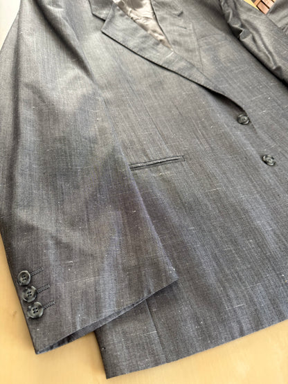 Completo anni '80 in seta shantung grigio - tg. 56/58
