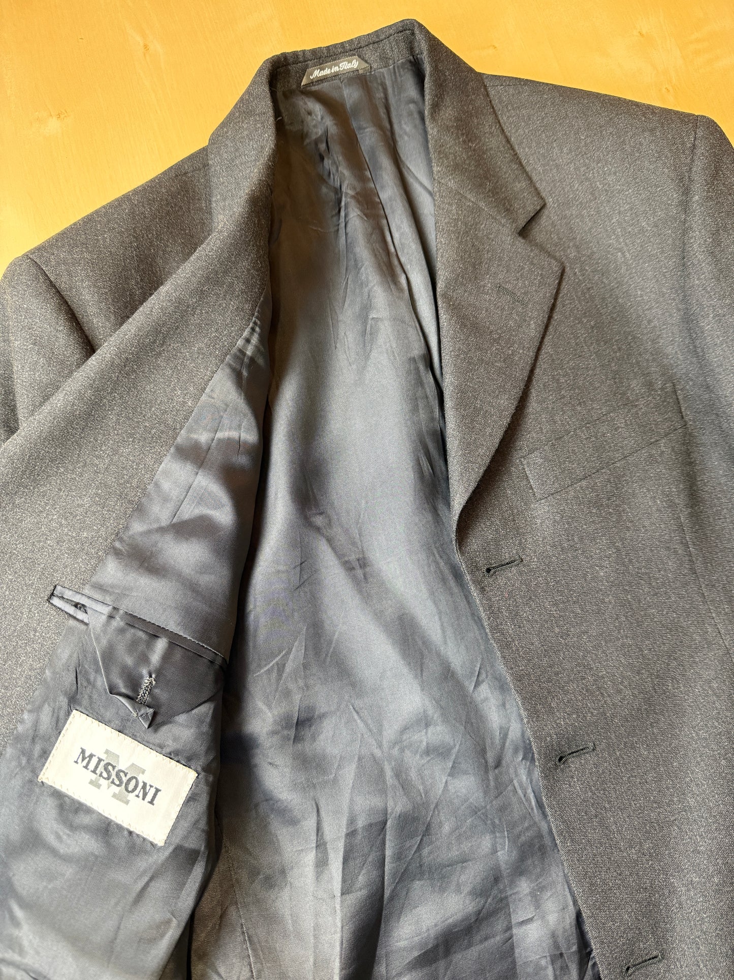 Completo Missoni anni ‘90 in flanella grigio antracite - tg. 48/50