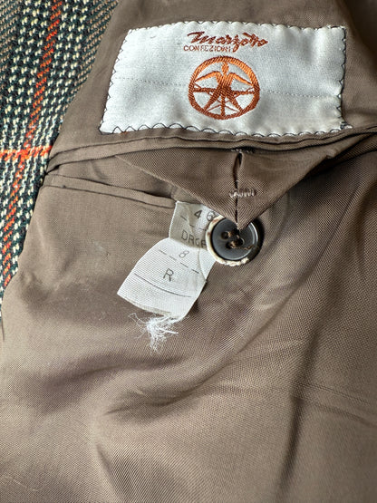 Giacca anni ‘70 Marzotto tweed a quadri verde arancio - tg. 42/44