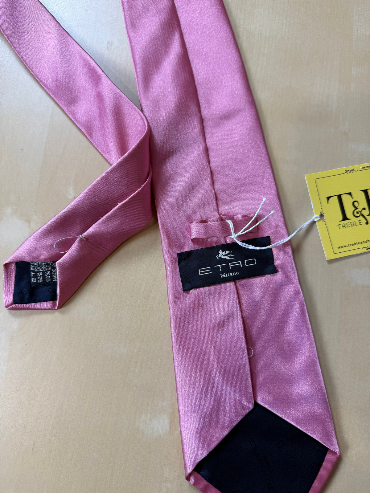 Cravatta Etro raso rosa tinta unita