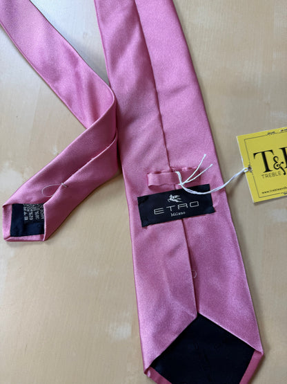 Cravatta Etro raso rosa tinta unita