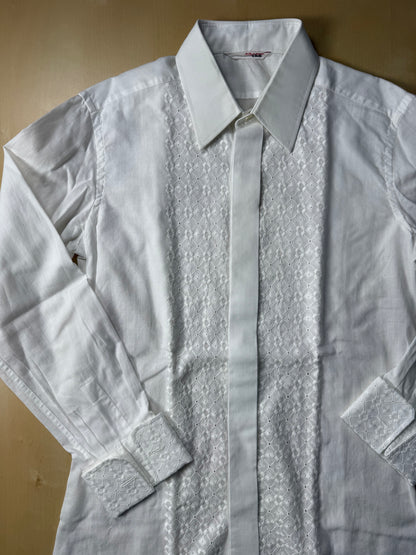 Camicia da sera anni ‘70 con ricamo - XXS, collo 38