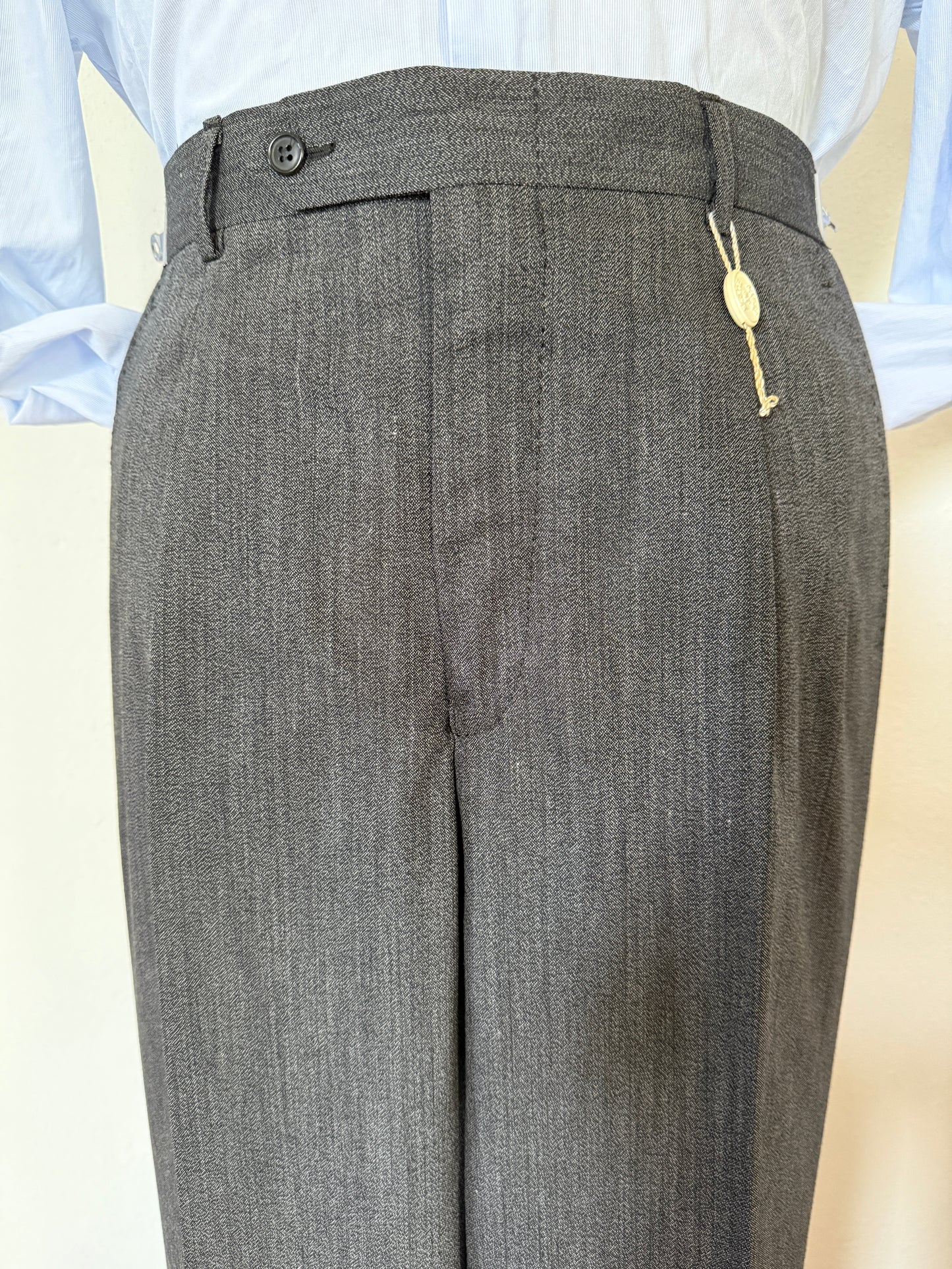 Pantaloni anni ‘80 in fresco lana grigio mélange (NOS) - tg. 46