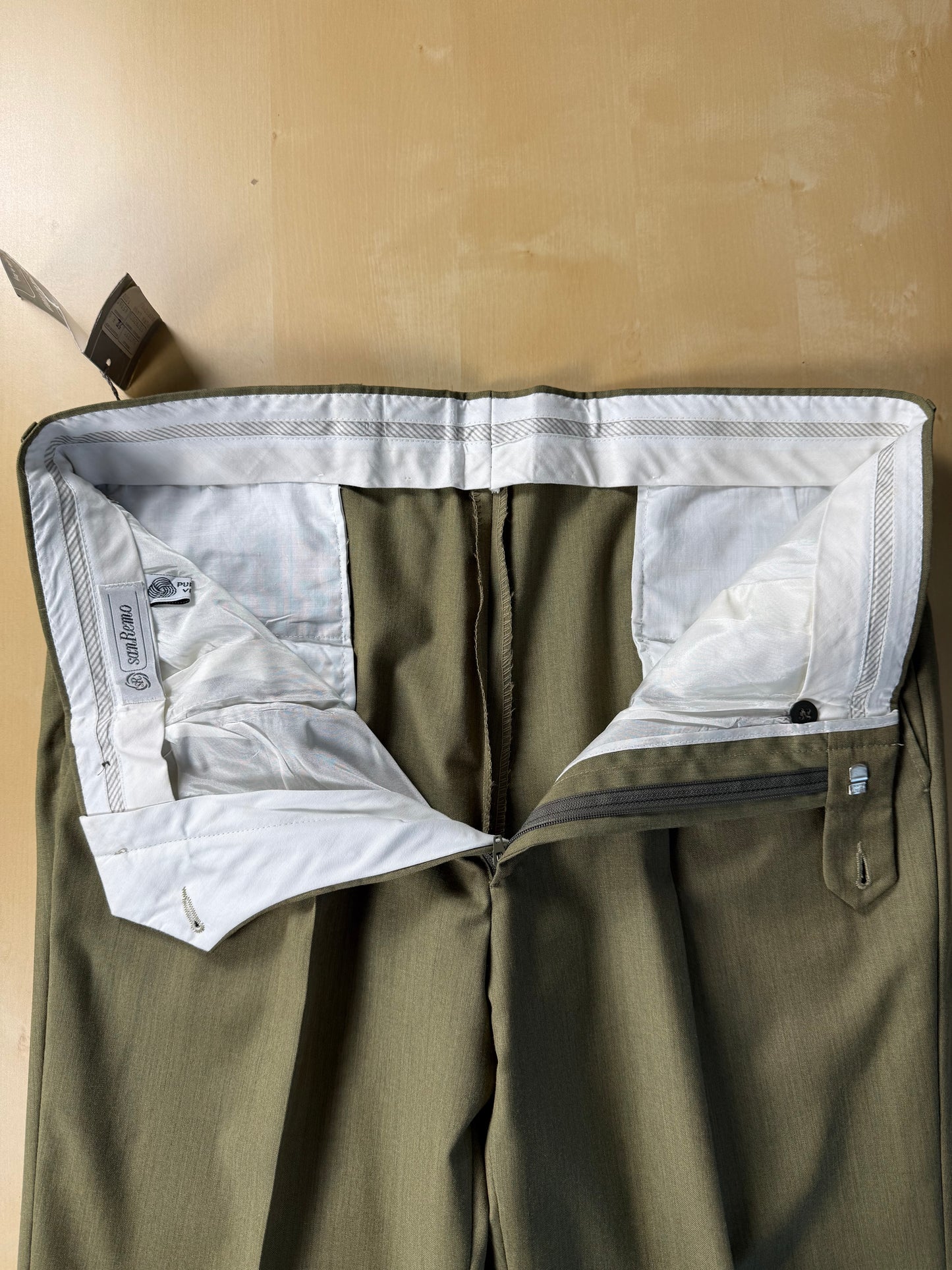 Pantaloni fresco lana verde oliva anni '80 NOS - tg. 50
