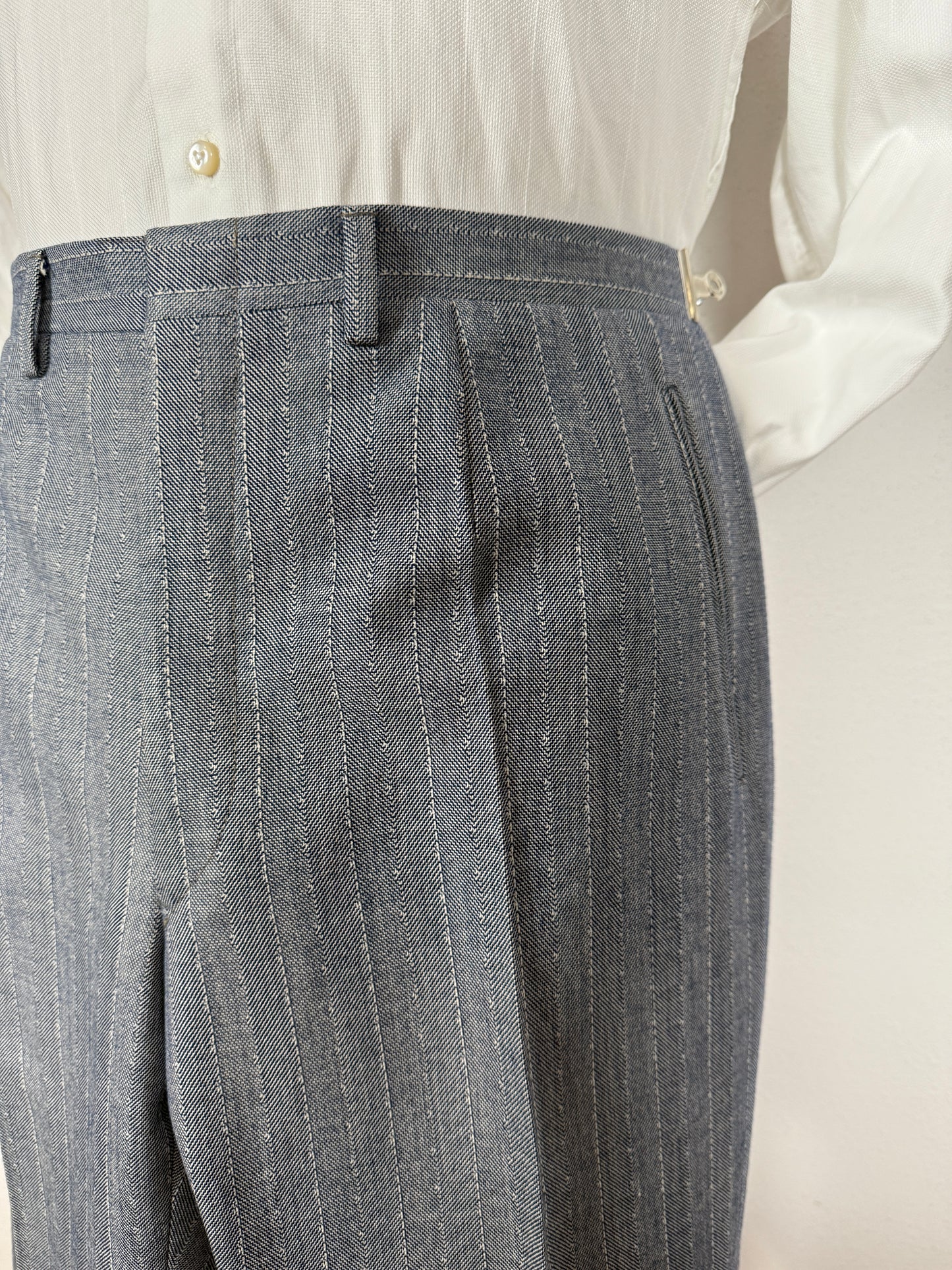 Completo anni ‘60 in grisaglia blu spinato - tg. 48