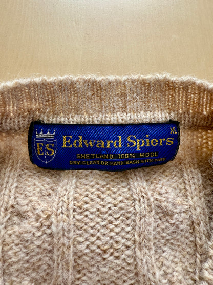 Maglione vintage in lana shetland a trecce - tg. XL